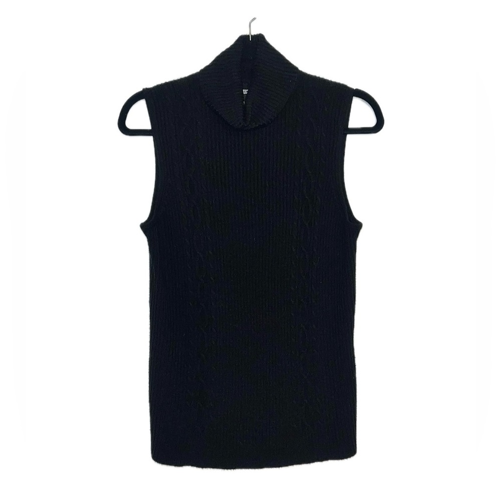 *SOLD* Y2K Black Knitted Turtleneck Tank Top Cami [Size M]